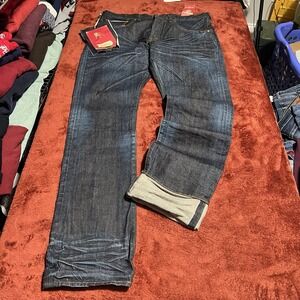PRPS Demon Slim Straight Japanese Selvedge Jeans Sz 36x32 Mid Rise Y2K Raw Denim
